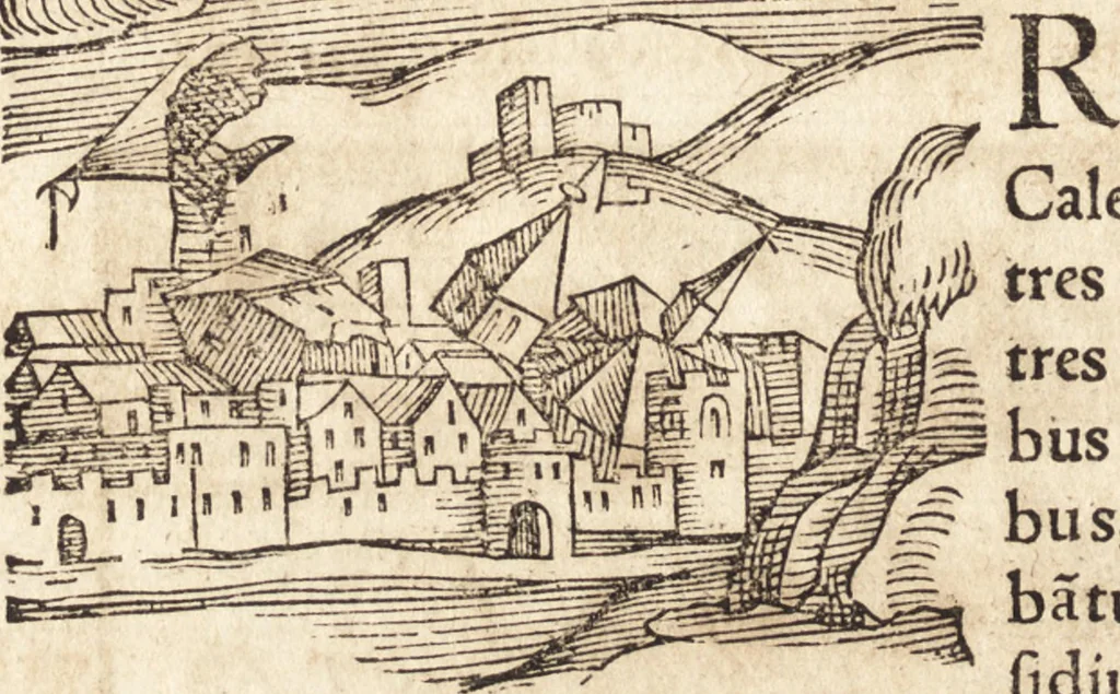 An illustration from Prodigiorvm ac ostentorvm chronicon : quae praeter naturae ordinem, motum, et operationem, et in svperioribus & his inferioribus mundi regionibus, ab exordio mundi usque ad haec nostra tempora, acciderunt ..., 1557, leaf 423