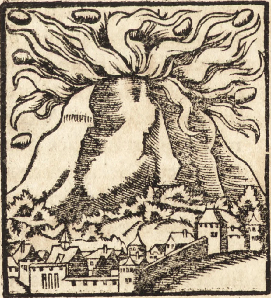 An illustration from Prodigiorvm ac ostentorvm chronicon : quae praeter naturae ordinem, motum, et operationem, et in svperioribus & his inferioribus mundi regionibus, ab exordio mundi usque ad haec nostra tempora, acciderunt ..., 1557, leaf 431