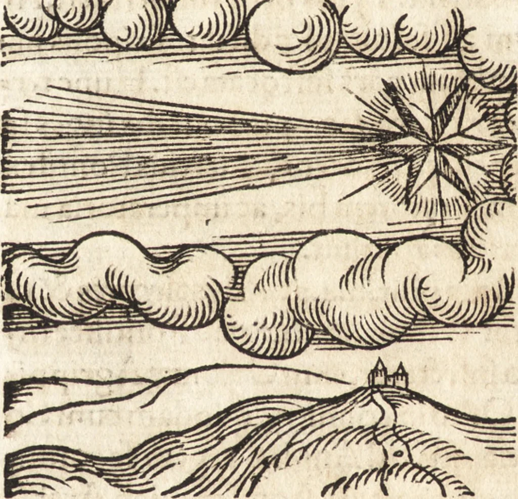 An illustration from Prodigiorvm ac ostentorvm chronicon : quae praeter naturae ordinem, motum, et operationem, et in svperioribus & his inferioribus mundi regionibus, ab exordio mundi usque ad haec nostra tempora, acciderunt ..., 1557, leaf 441