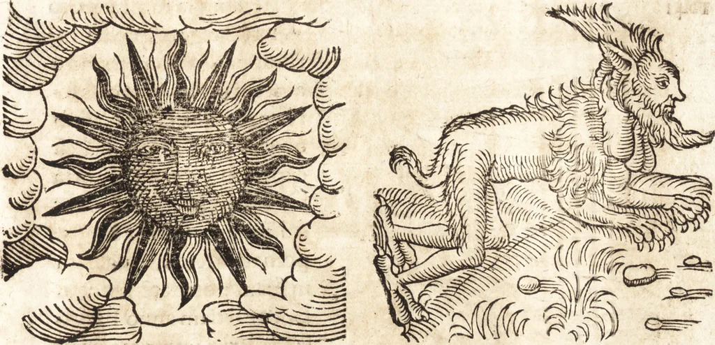 An illustration from Prodigiorvm ac ostentorvm chronicon : quae praeter naturae ordinem, motum, et operationem, et in svperioribus & his inferioribus mundi regionibus, ab exordio mundi usque ad haec nostra tempora, acciderunt ..., 1557, leaf 446
