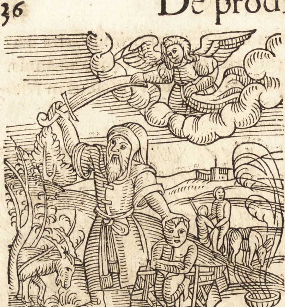 An illustration from Prodigiorvm ac ostentorvm chronicon : quae praeter naturae ordinem, motum, et operationem, et in svperioribus & his inferioribus mundi regionibus, ab exordio mundi usque ad haec nostra tempora, acciderunt ..., 1557, leaf 47
