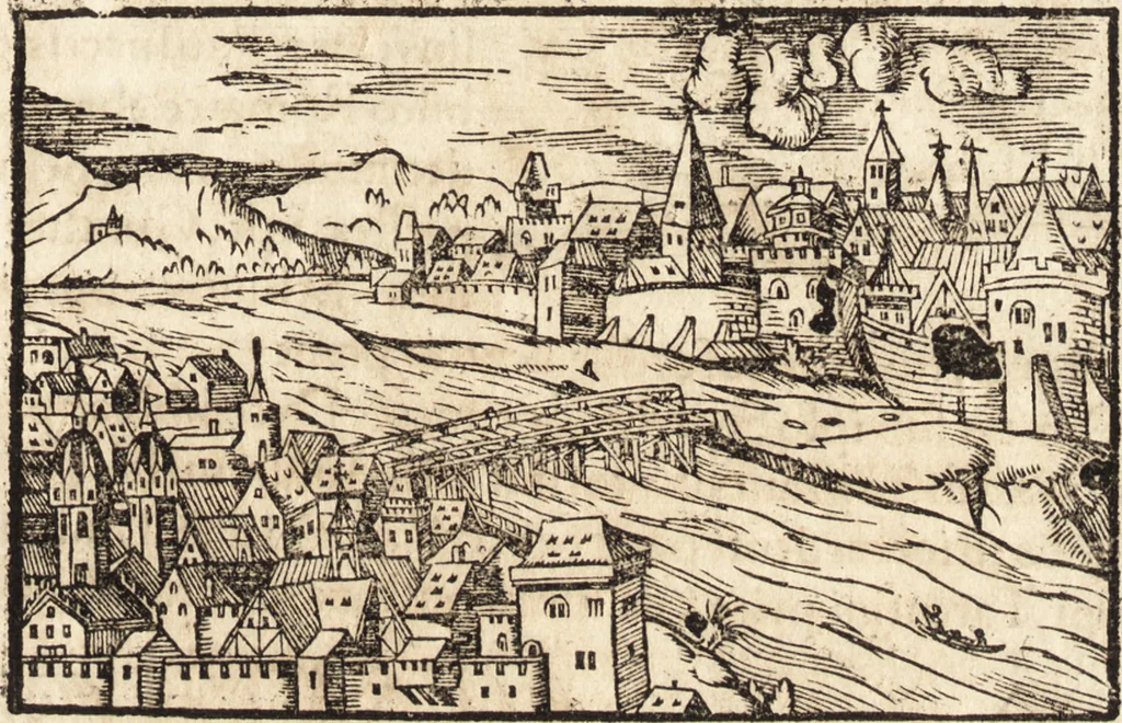 An illustration from Prodigiorvm ac ostentorvm chronicon : quae praeter naturae ordinem, motum, et operationem, et in svperioribus & his inferioribus mundi regionibus, ab exordio mundi usque ad haec nostra tempora, acciderunt ..., 1557, leaf 472