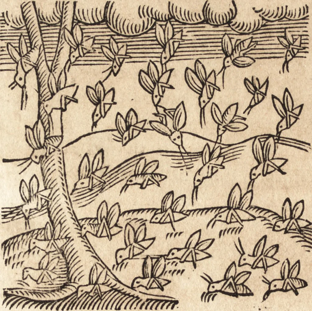 An illustration from Prodigiorvm ac ostentorvm chronicon : quae praeter naturae ordinem, motum, et operationem, et in svperioribus & his inferioribus mundi regionibus, ab exordio mundi usque ad haec nostra tempora, acciderunt ..., 1557, leaf 477