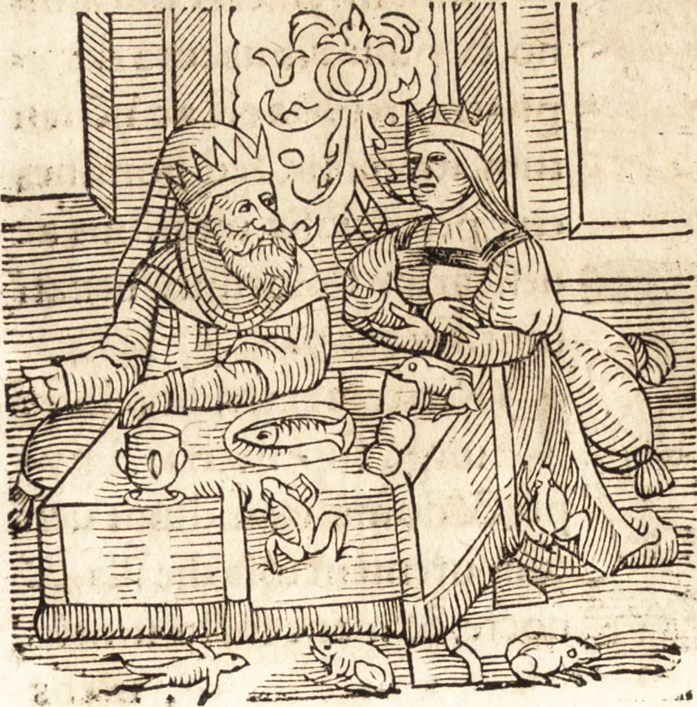 An illustration from Prodigiorvm ac ostentorvm chronicon : quae praeter naturae ordinem, motum, et operationem, et in svperioribus & his inferioribus mundi regionibus, ab exordio mundi usque ad haec nostra tempora, acciderunt ..., 1557, leaf 50