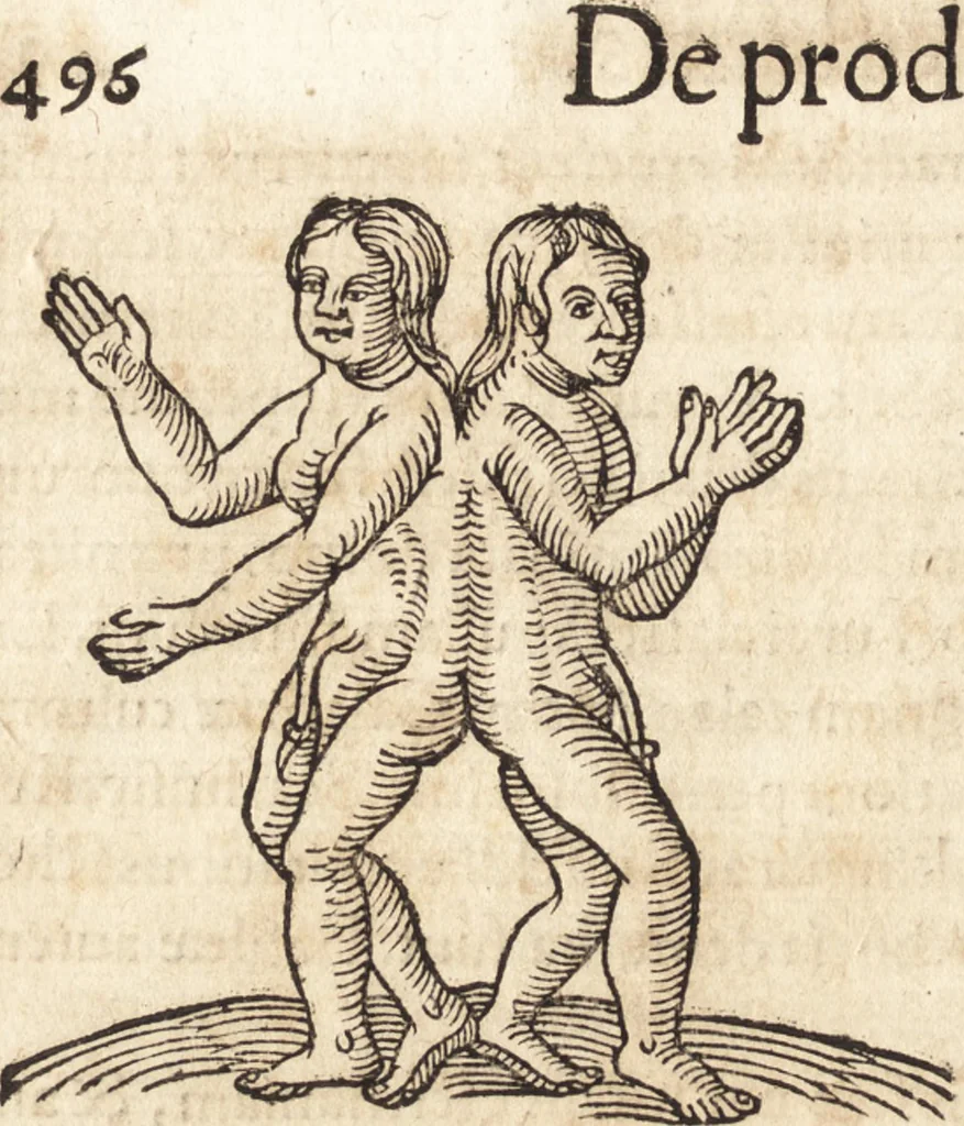 An illustration from Prodigiorvm ac ostentorvm chronicon : quae praeter naturae ordinem, motum, et operationem, et in svperioribus & his inferioribus mundi regionibus, ab exordio mundi usque ad haec nostra tempora, acciderunt ..., 1557, leaf 507