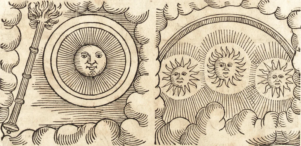 An illustration from Prodigiorvm ac ostentorvm chronicon : quae praeter naturae ordinem, motum, et operationem, et in svperioribus & his inferioribus mundi regionibus, ab exordio mundi usque ad haec nostra tempora, acciderunt ..., 1557, leaf 536