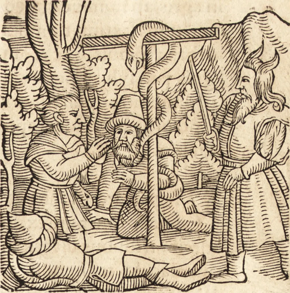 An illustration from Prodigiorvm ac ostentorvm chronicon : quae praeter naturae ordinem, motum, et operationem, et in svperioribus & his inferioribus mundi regionibus, ab exordio mundi usque ad haec nostra tempora, acciderunt ..., 1557, leaf 54