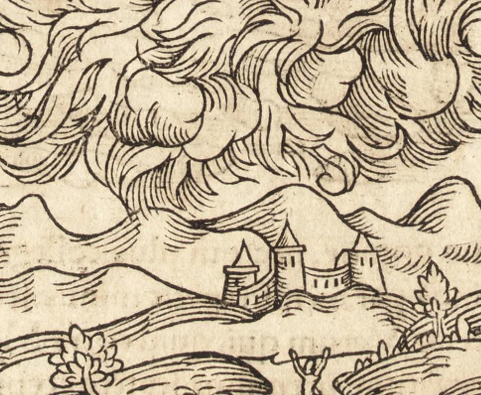 An illustration from Prodigiorvm ac ostentorvm chronicon : quae praeter naturae ordinem, motum, et operationem, et in svperioribus & his inferioribus mundi regionibus, ab exordio mundi usque ad haec nostra tempora, acciderunt ..., 1557, leaf 55