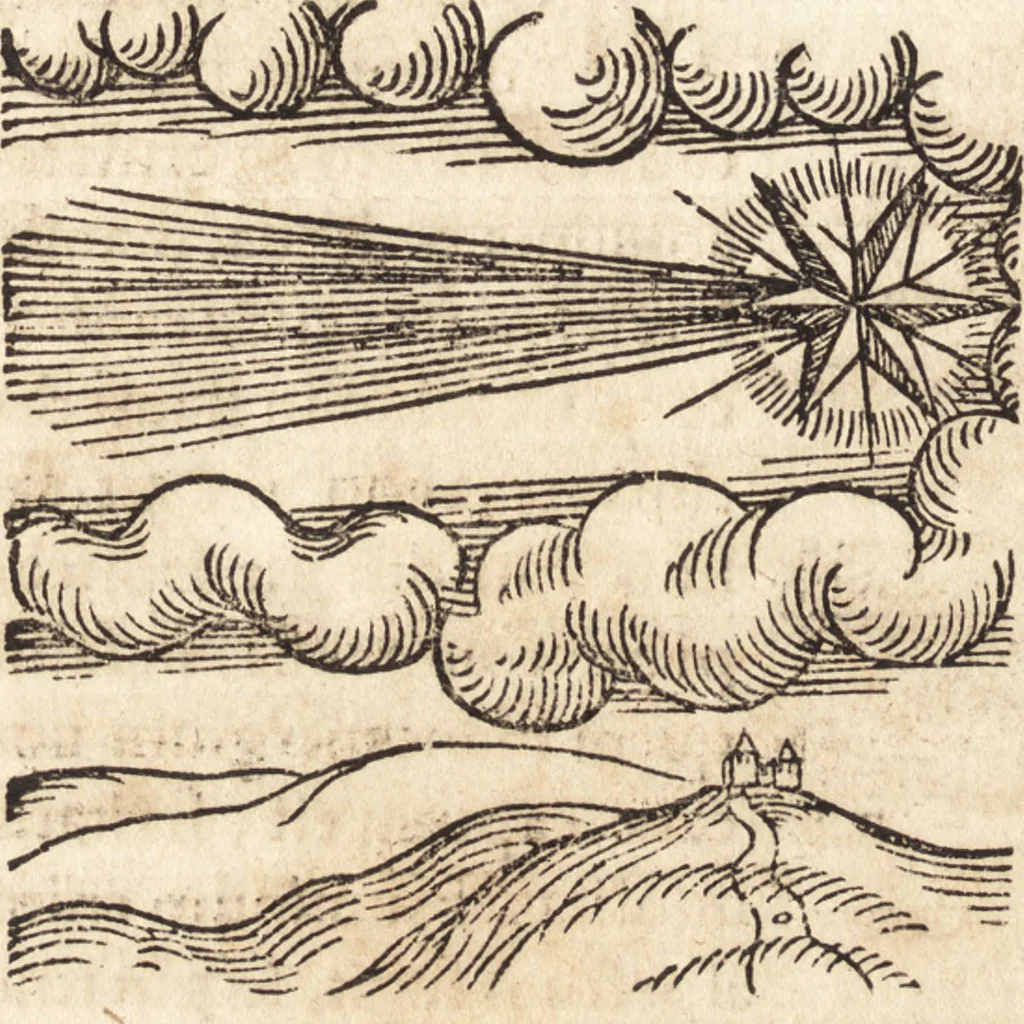 An illustration from Prodigiorvm ac ostentorvm chronicon : quae praeter naturae ordinem, motum, et operationem, et in svperioribus & his inferioribus mundi regionibus, ab exordio mundi usque ad haec nostra tempora, acciderunt ..., 1557, leaf 555