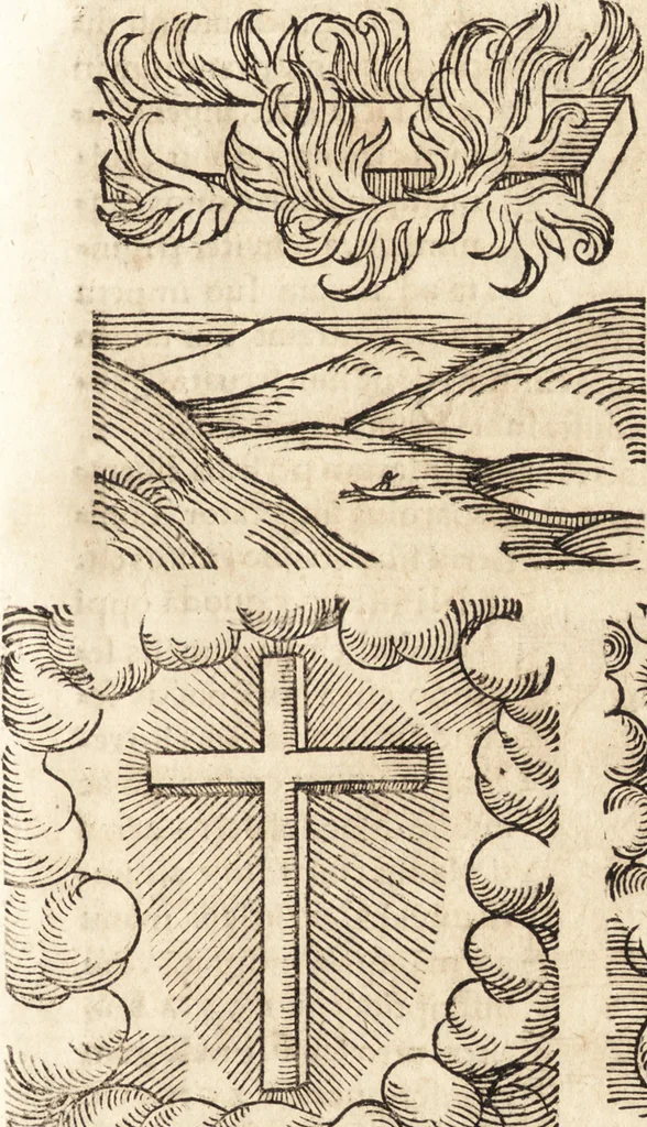 An illustration from Prodigiorvm ac ostentorvm chronicon : quae praeter naturae ordinem, motum, et operationem, et in svperioribus & his inferioribus mundi regionibus, ab exordio mundi usque ad haec nostra tempora, acciderunt ..., 1557, leaf 568