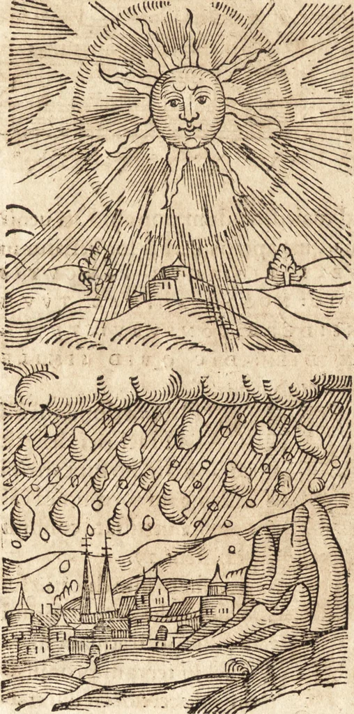 An illustration from Prodigiorvm ac ostentorvm chronicon : quae praeter naturae ordinem, motum, et operationem, et in svperioribus & his inferioribus mundi regionibus, ab exordio mundi usque ad haec nostra tempora, acciderunt ..., 1557, leaf 57
