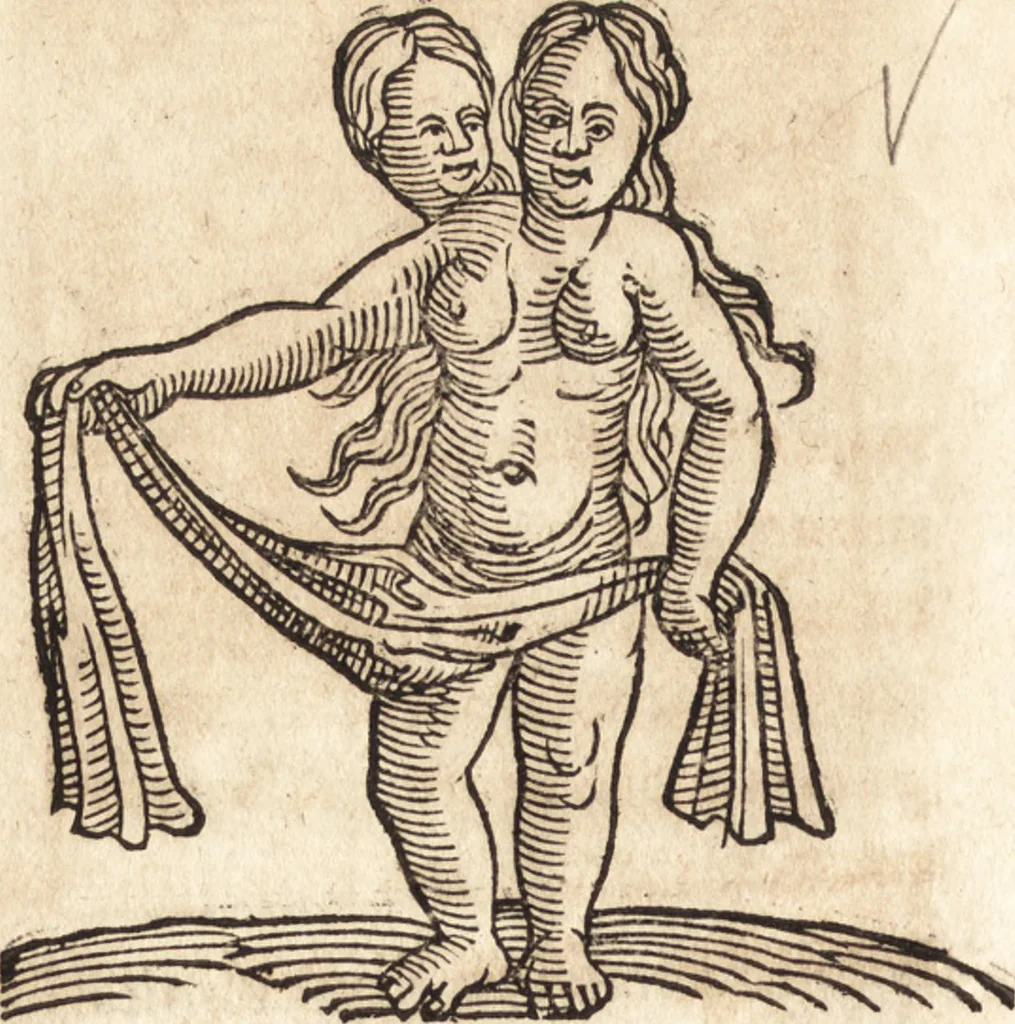 An illustration from Prodigiorvm ac ostentorvm chronicon : quae praeter naturae ordinem, motum, et operationem, et in svperioribus & his inferioribus mundi regionibus, ab exordio mundi usque ad haec nostra tempora, acciderunt ..., 1557, leaf 575