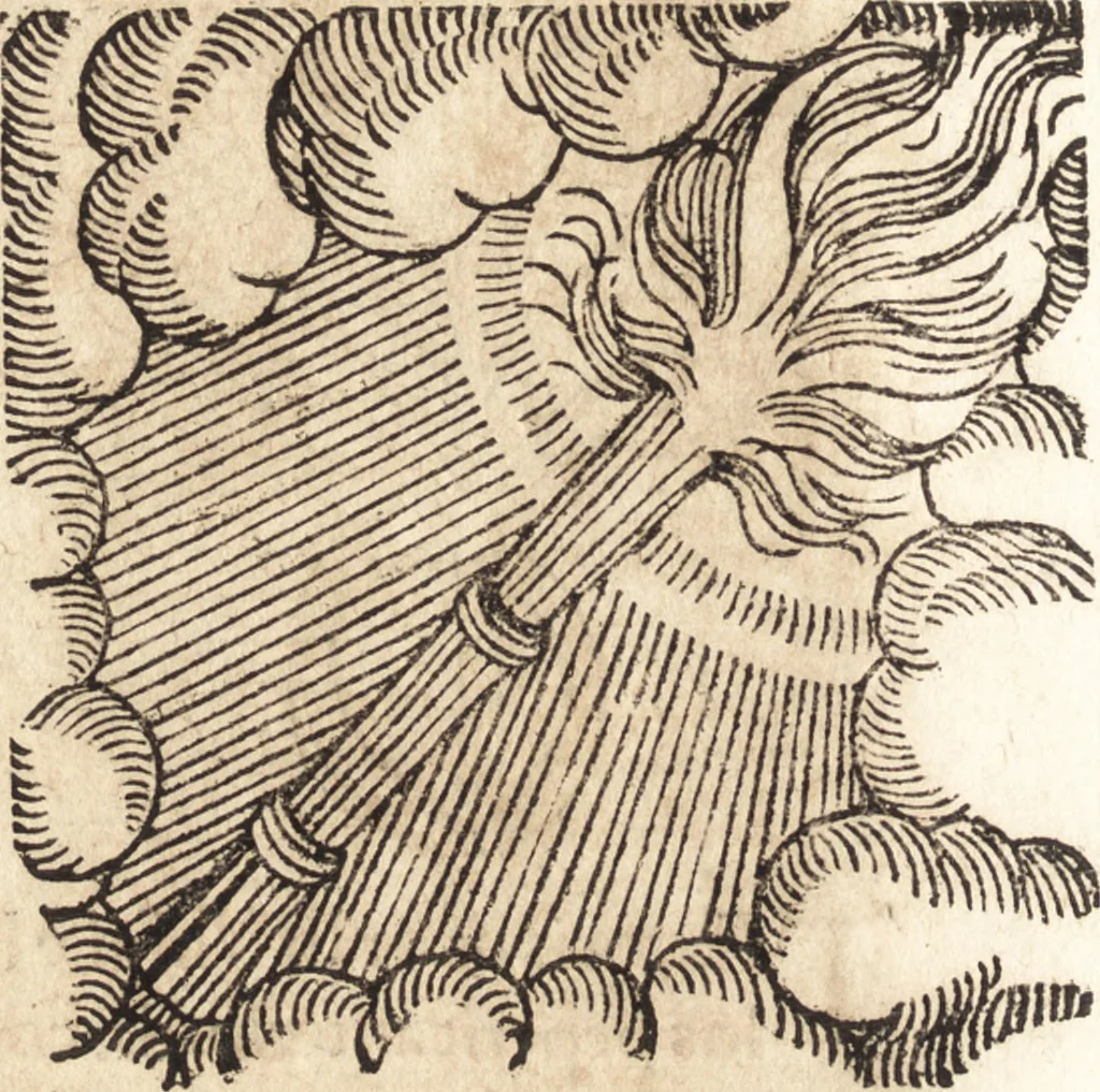 An illustration from Prodigiorvm ac ostentorvm chronicon : quae praeter naturae ordinem, motum, et operationem, et in svperioribus & his inferioribus mundi regionibus, ab exordio mundi usque ad haec nostra tempora, acciderunt ..., 1557, leaf 589