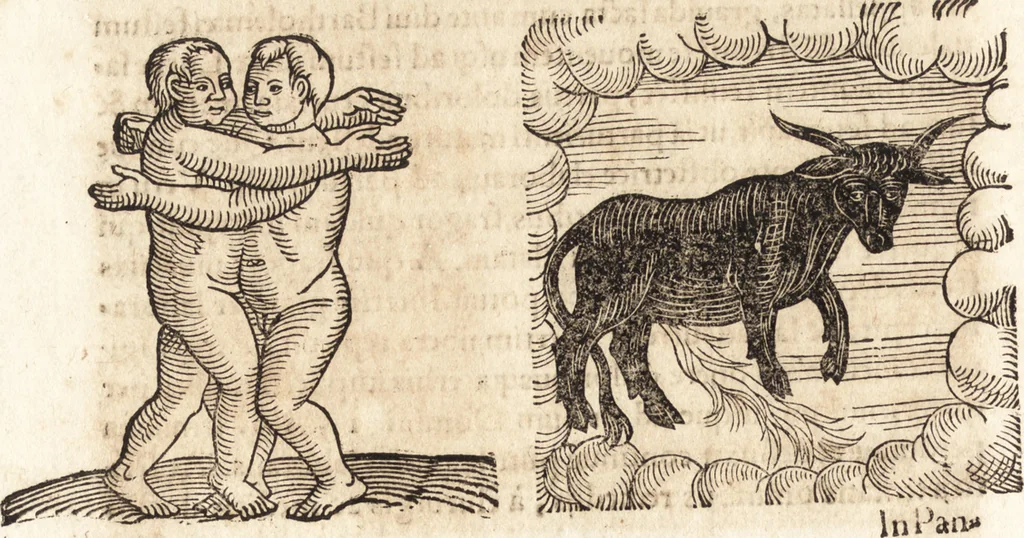 An illustration from Prodigiorvm ac ostentorvm chronicon : quae praeter naturae ordinem, motum, et operationem, et in svperioribus & his inferioribus mundi regionibus, ab exordio mundi usque ad haec nostra tempora, acciderunt ..., 1557, leaf 601