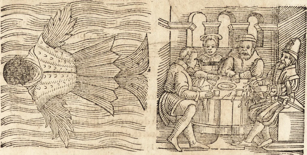 An illustration from Prodigiorvm ac ostentorvm chronicon : quae praeter naturae ordinem, motum, et operationem, et in svperioribus & his inferioribus mundi regionibus, ab exordio mundi usque ad haec nostra tempora, acciderunt ..., 1557, leaf 620