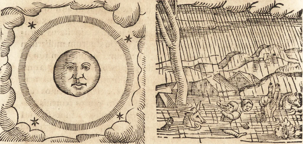 An illustration from Prodigiorvm ac ostentorvm chronicon : quae praeter naturae ordinem, motum, et operationem, et in svperioribus & his inferioribus mundi regionibus, ab exordio mundi usque ad haec nostra tempora, acciderunt ..., 1557, leaf 637