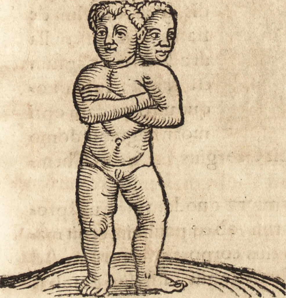 An illustration from Prodigiorvm ac ostentorvm chronicon : quae praeter naturae ordinem, motum, et operationem, et in svperioribus & his inferioribus mundi regionibus, ab exordio mundi usque ad haec nostra tempora, acciderunt ..., 1557, leaf 642