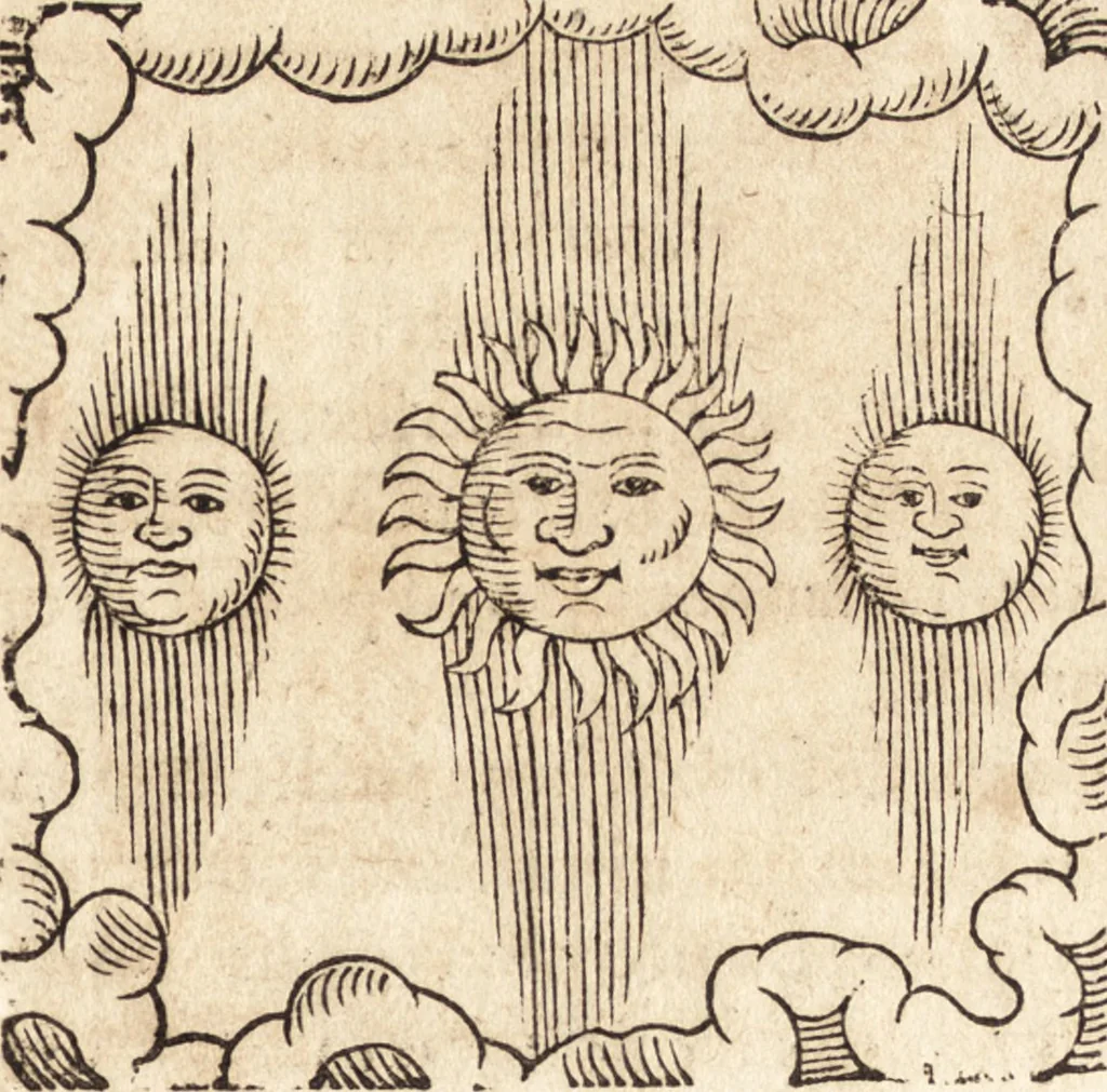 An illustration from Prodigiorvm ac ostentorvm chronicon : quae praeter naturae ordinem, motum, et operationem, et in svperioribus & his inferioribus mundi regionibus, ab exordio mundi usque ad haec nostra tempora, acciderunt ..., 1557, leaf 646