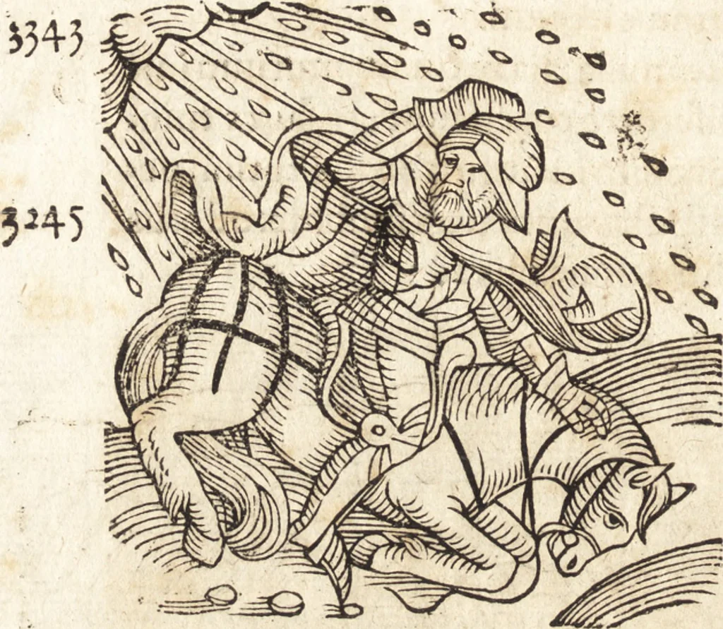 An illustration from Prodigiorvm ac ostentorvm chronicon : quae praeter naturae ordinem, motum, et operationem, et in svperioribus & his inferioribus mundi regionibus, ab exordio mundi usque ad haec nostra tempora, acciderunt ..., 1557, leaf 67