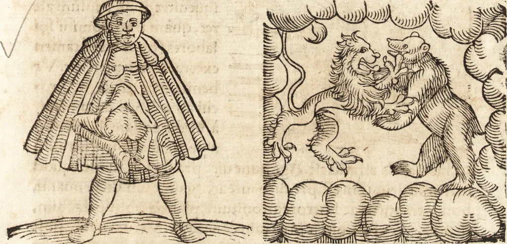 An illustration from Prodigiorvm ac ostentorvm chronicon : quae praeter naturae ordinem, motum, et operationem, et in svperioribus & his inferioribus mundi regionibus, ab exordio mundi usque ad haec nostra tempora, acciderunt ..., 1557, leaf 670