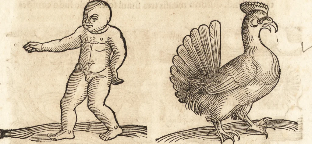 An illustration from Prodigiorvm ac ostentorvm chronicon : quae praeter naturae ordinem, motum, et operationem, et in svperioribus & his inferioribus mundi regionibus, ab exordio mundi usque ad haec nostra tempora, acciderunt ..., 1557, leaf 672