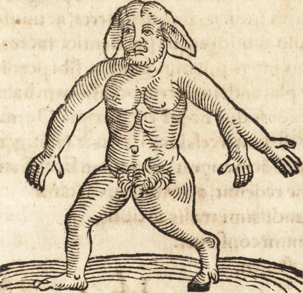 An illustration from Prodigiorvm ac ostentorvm chronicon : quae praeter naturae ordinem, motum, et operationem, et in svperioribus & his inferioribus mundi regionibus, ab exordio mundi usque ad haec nostra tempora, acciderunt ..., 1557, leaf 675