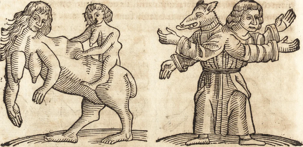 An illustration from Prodigiorvm ac ostentorvm chronicon : quae praeter naturae ordinem, motum, et operationem, et in svperioribus & his inferioribus mundi regionibus, ab exordio mundi usque ad haec nostra tempora, acciderunt ..., 1557, leaf 677