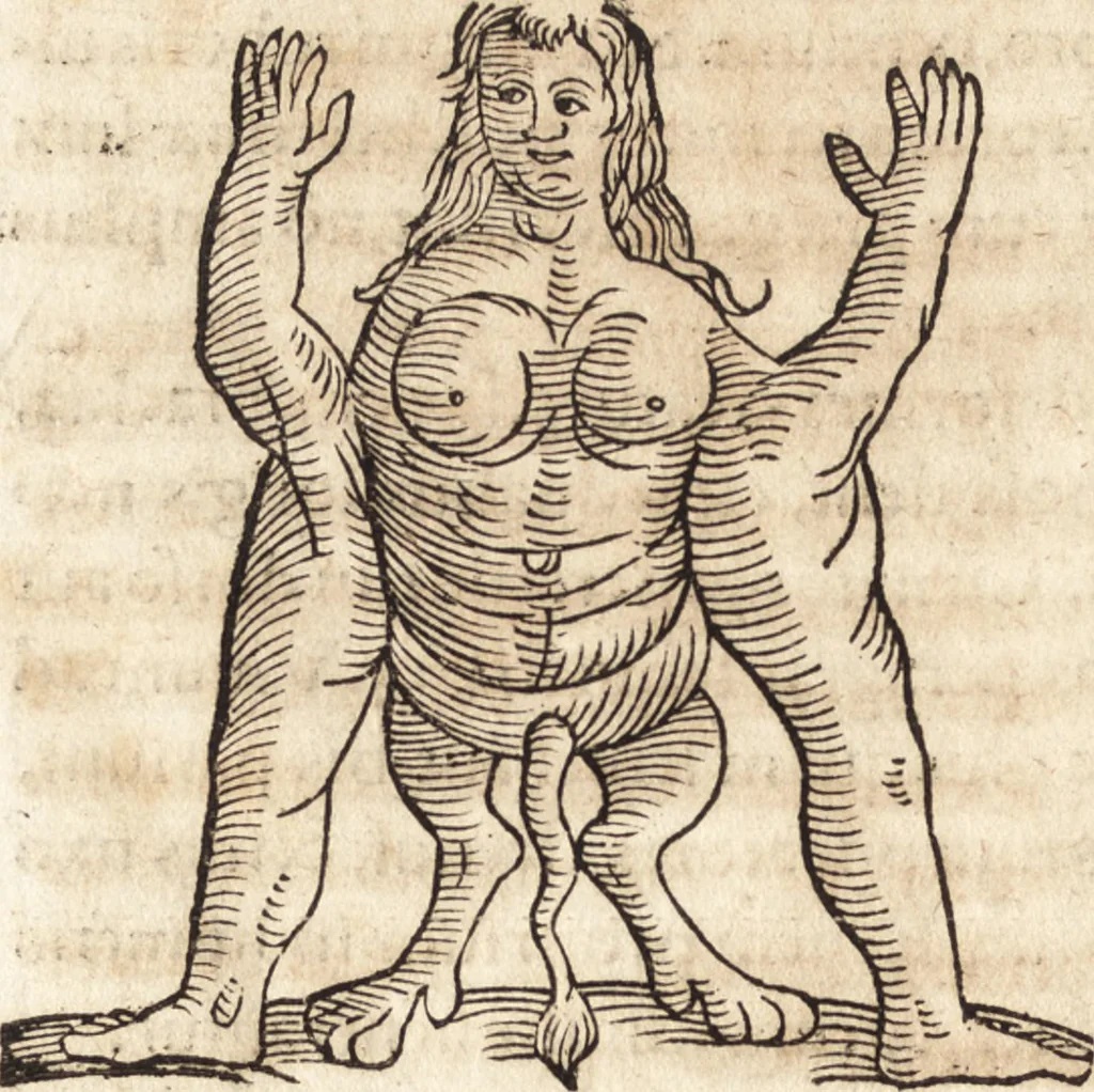An illustration from Prodigiorvm ac ostentorvm chronicon : quae praeter naturae ordinem, motum, et operationem, et in svperioribus & his inferioribus mundi regionibus, ab exordio mundi usque ad haec nostra tempora, acciderunt ..., 1557, leaf 677