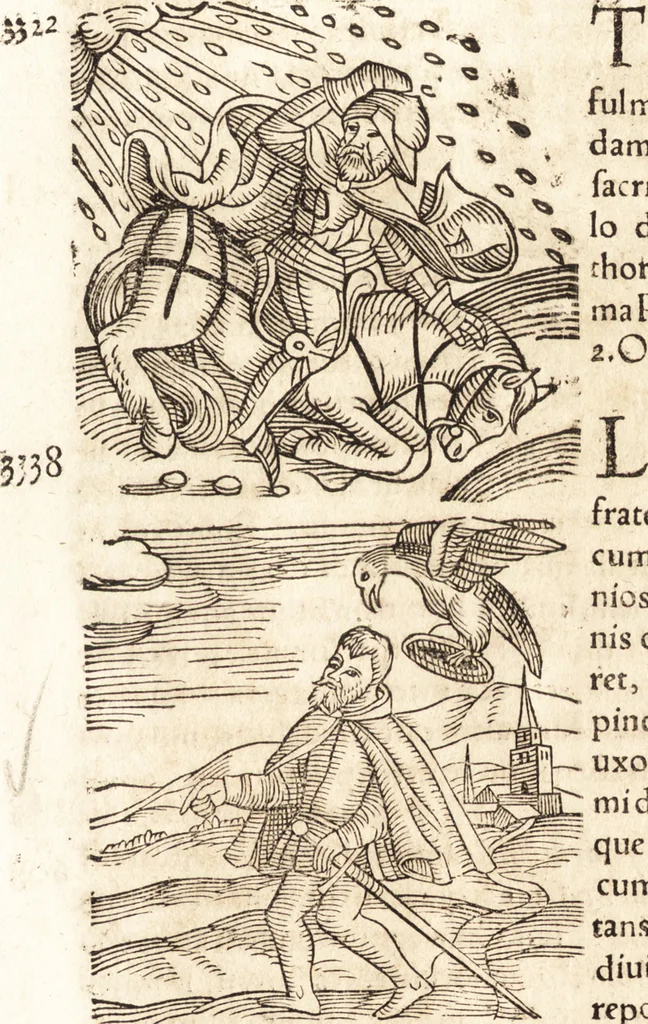 An illustration from Prodigiorvm ac ostentorvm chronicon : quae praeter naturae ordinem, motum, et operationem, et in svperioribus & his inferioribus mundi regionibus, ab exordio mundi usque ad haec nostra tempora, acciderunt ..., 1557, leaf 70