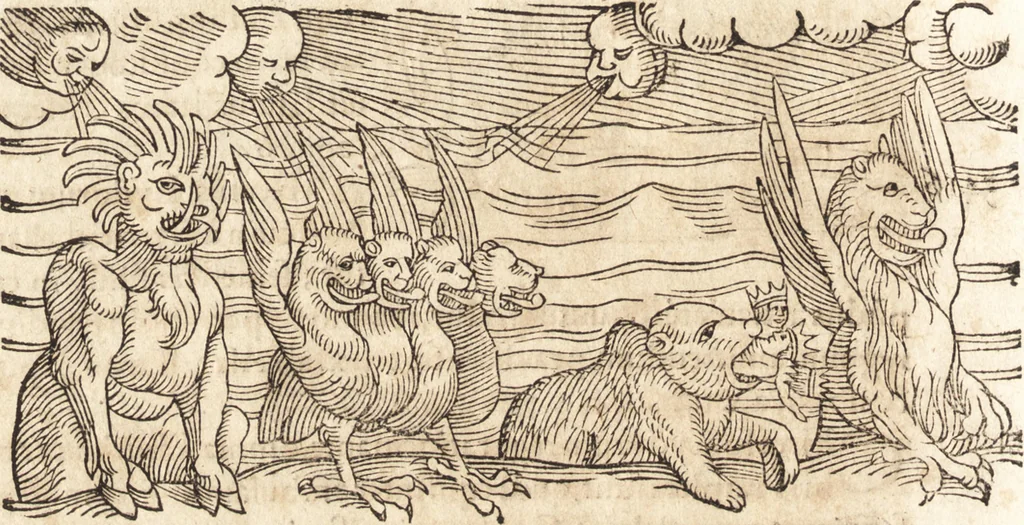 An illustration from Prodigiorvm ac ostentorvm chronicon : quae praeter naturae ordinem, motum, et operationem, et in svperioribus & his inferioribus mundi regionibus, ab exordio mundi usque ad haec nostra tempora, acciderunt ..., 1557, leaf 77