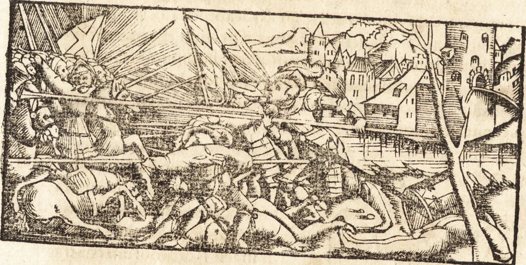 An illustration from Prodigiorvm ac ostentorvm chronicon : quae praeter naturae ordinem, motum, et operationem, et in svperioribus & his inferioribus mundi regionibus, ab exordio mundi usque ad haec nostra tempora, acciderunt ..., 1557, leaf 81