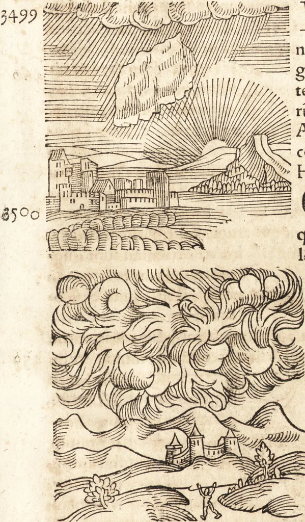 An illustration from Prodigiorvm ac ostentorvm chronicon : quae praeter naturae ordinem, motum, et operationem, et in svperioribus & his inferioribus mundi regionibus, ab exordio mundi usque ad haec nostra tempora, acciderunt ..., 1557, leaf 86