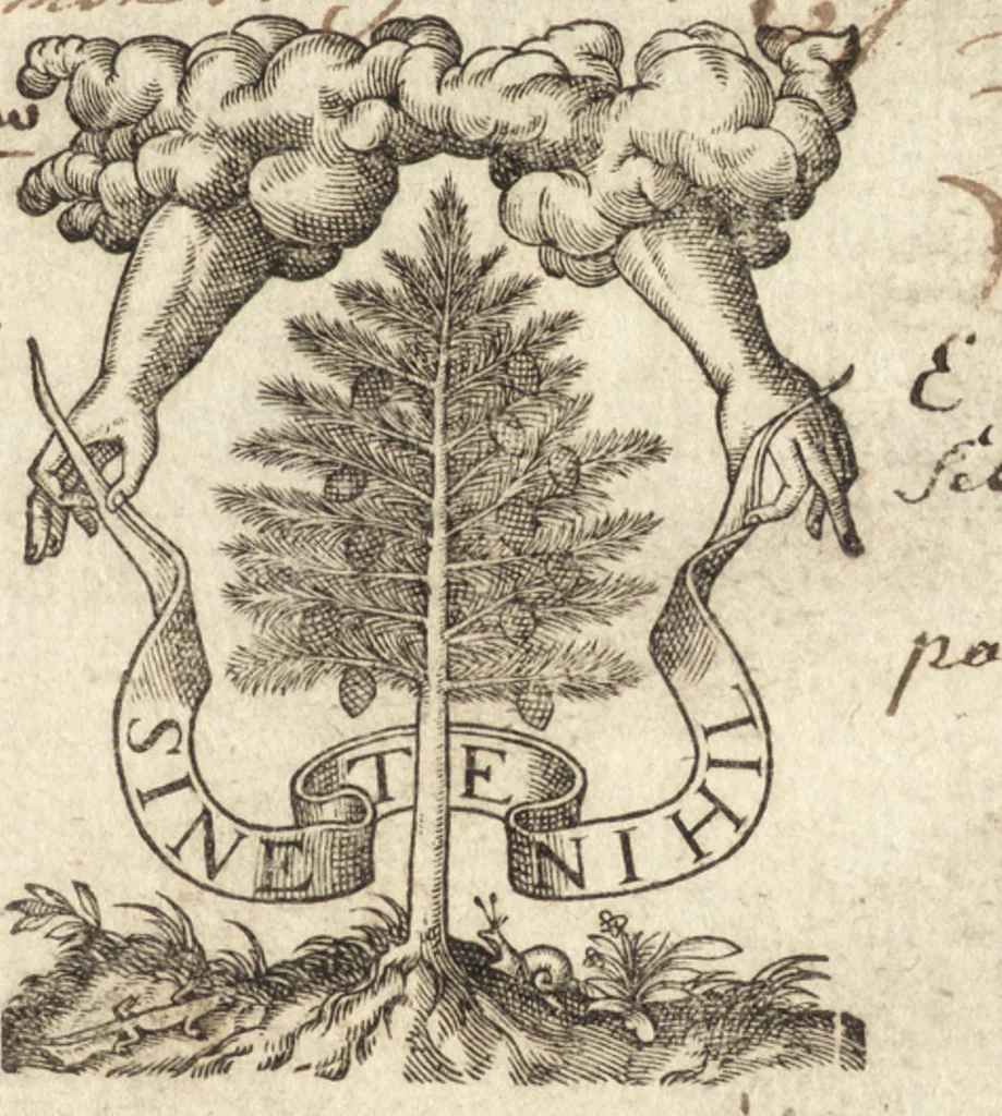 An illustration from Pseudo-Isidorus et Turrianus vapulantes, seu, Editio et censura noua epistolarum omnium : quas piissimis vrbis Romae praesulibus a B. Clemente ad Siricium, &c. nefando ausu, infelici euentu, Isidorus cognomento Mercator supposuit, Franciscus Turrianus Iesuita, aduersus Magdeburgensium elegchois, aculeato stylo defendere conatus est, 1628, leaf 4