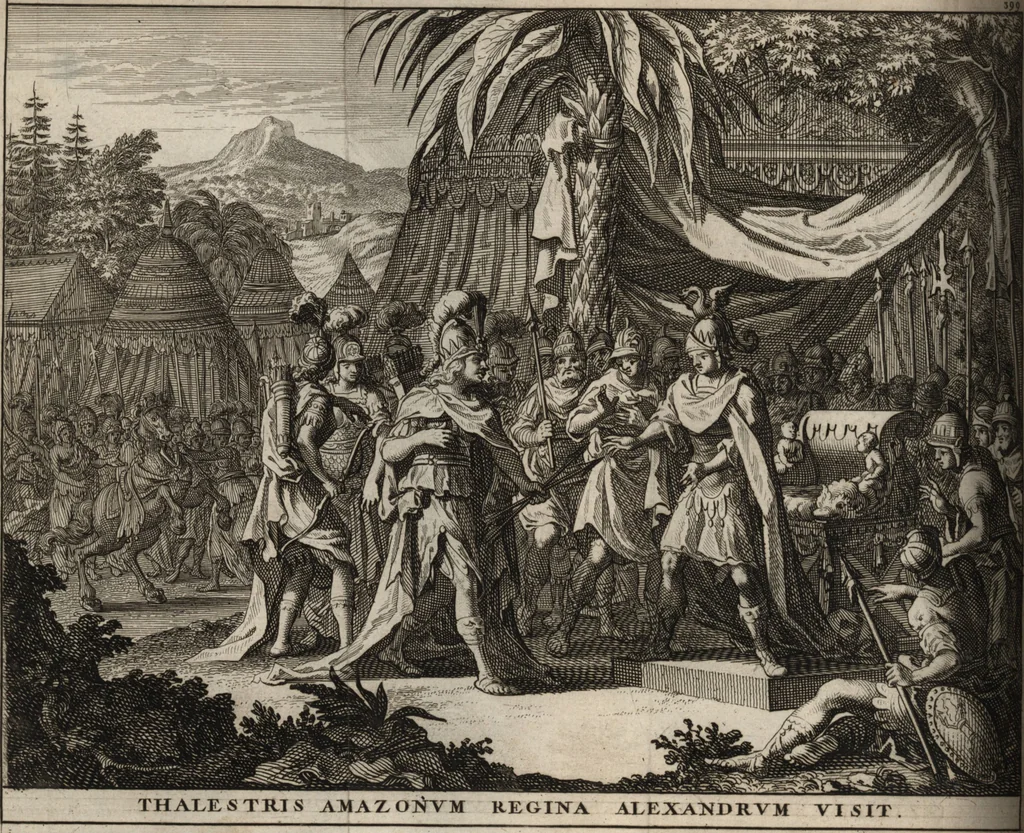 An illustration from Q. Curtius Rufus De rebus gestis Alexandri Magni : cum commentariis Raderi, Bongarsii, Popmae, Salmaaii, Gronovii, Loccenii & Freinshemii : hujusque & vetustioribus supplementis, nec non locorum difficiliorum interpretatione, & indice philologico locupletissimo rerum & verborum : accedunt figurae aeneae ad historiam Alexandri Magni apud curtium illustrandam necessariae, 1696, leaf 453