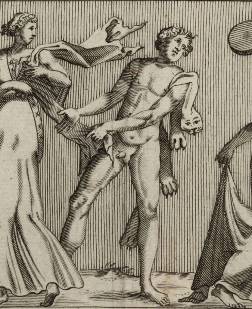 An illustration from Q. Curtius Rufus De rebus gestis Alexandri Magni : cum commentariis Raderi, Bongarsii, Popmae, Salmaaii, Gronovii, Loccenii & Freinshemii : hujusque & vetustioribus supplementis, nec non locorum difficiliorum interpretatione, & indice philologico locupletissimo rerum & verborum : accedunt figurae aeneae ad historiam Alexandri Magni apud curtium illustrandam necessariae, 1696, leaf 710