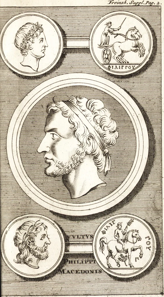 An illustration from Q. Curtius Rufus De rebus gestis Alexandri Magni : cum commentariis Raderi, Bongarsii, Popmae, Salmaaii, Gronovii, Loccenii & Freinshemii : hujusque & vetustioribus supplementis, nec non locorum difficiliorum interpretatione, & indice philologico locupletissimo rerum & verborum : accedunt figurae aeneae ad historiam Alexandri Magni apud curtium illustrandam necessariae, 1696, leaf 900