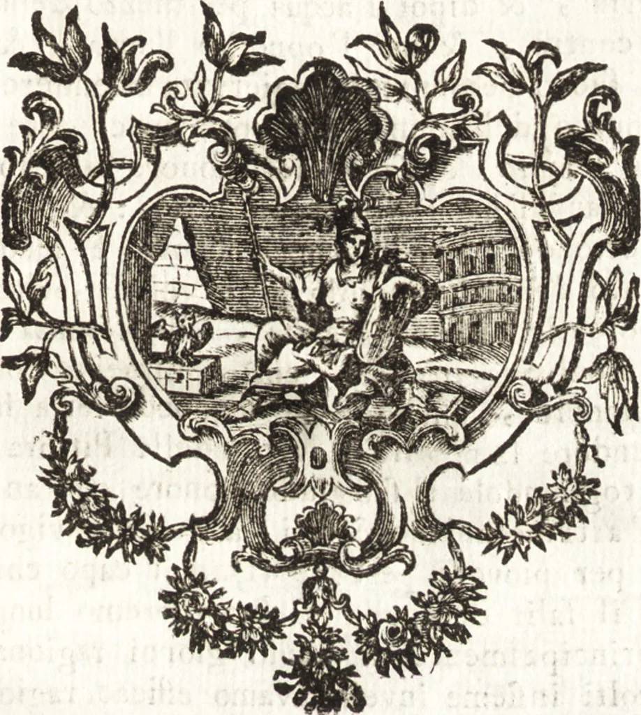 An illustration from Raccolta di lettere sulla pittura, scultura, ed architettura scritte da' più celebri professori che in dette art fiorirono dal secolo XV. al XVII, 1754, leaf 154