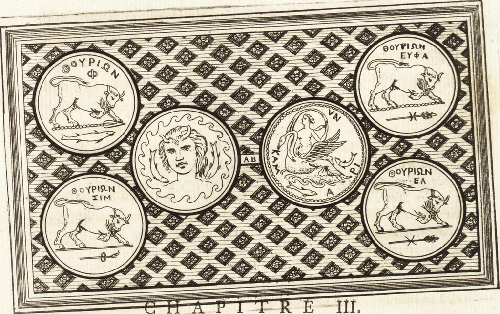 An illustration from Recherches sur l'origine, l'esprit et les progrès des arts de la Grèce : sur leur connexion avec les arts et la religion de plus anciens peuples connus : sur les monumens antiques de l'Inde, de la Perse, du reste de l'Asie, de l'Europe et de l'Égypte, 1785, leaf 172
