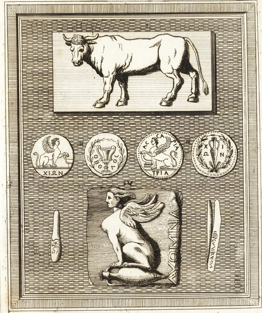 An illustration from Recherches sur l'origine, l'esprit et les progrès des arts de la Grèce : sur leur connexion avec les arts et la religion de plus anciens peuples connus : sur les monumens antiques de l'Inde, de la Perse, du reste de l'Asie, de l'Europe et de l'Égypte, 1785, leaf 564