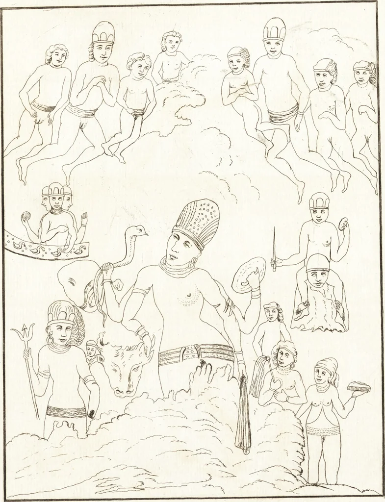An illustration from Recherches sur l'origine, l'esprit et les progrès des arts de la Grèce : sur leur connexion avec les arts et la religion de plus anciens peuples connus : sur les monumens antiques de l'Inde, de la Perse, du reste de l'Asie, de l'Europe et de l'Égypte, 1785, leaf 566