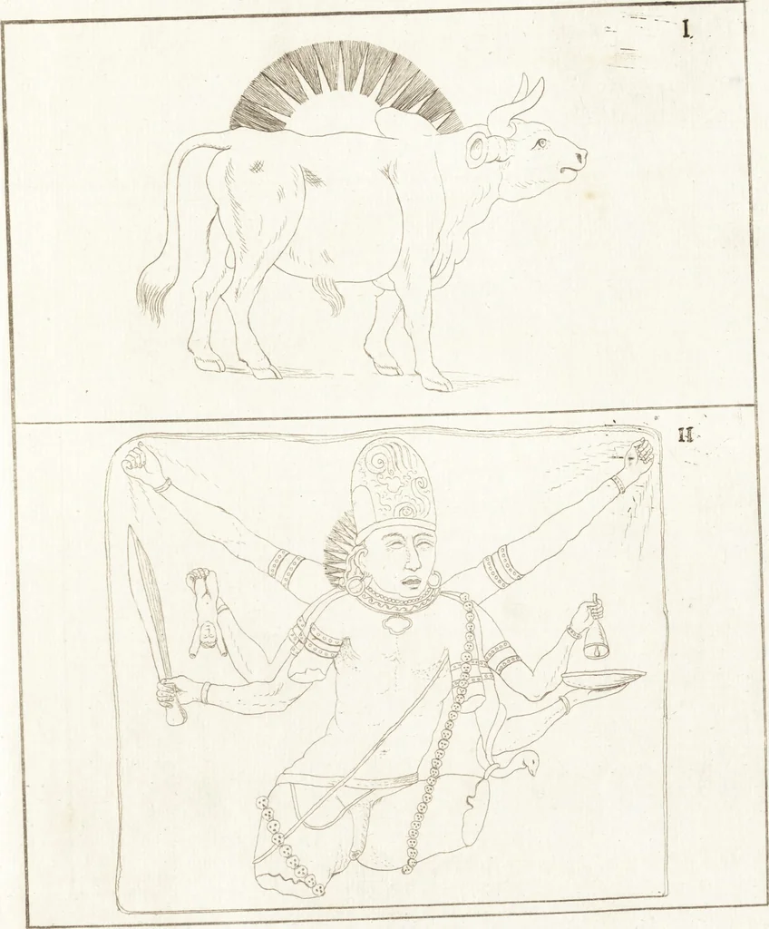 An illustration from Recherches sur l'origine, l'esprit et les progrès des arts de la Grèce : sur leur connexion avec les arts et la religion de plus anciens peuples connus : sur les monumens antiques de l'Inde, de la Perse, du reste de l'Asie, de l'Europe et de l'Égypte, 1785, leaf 568