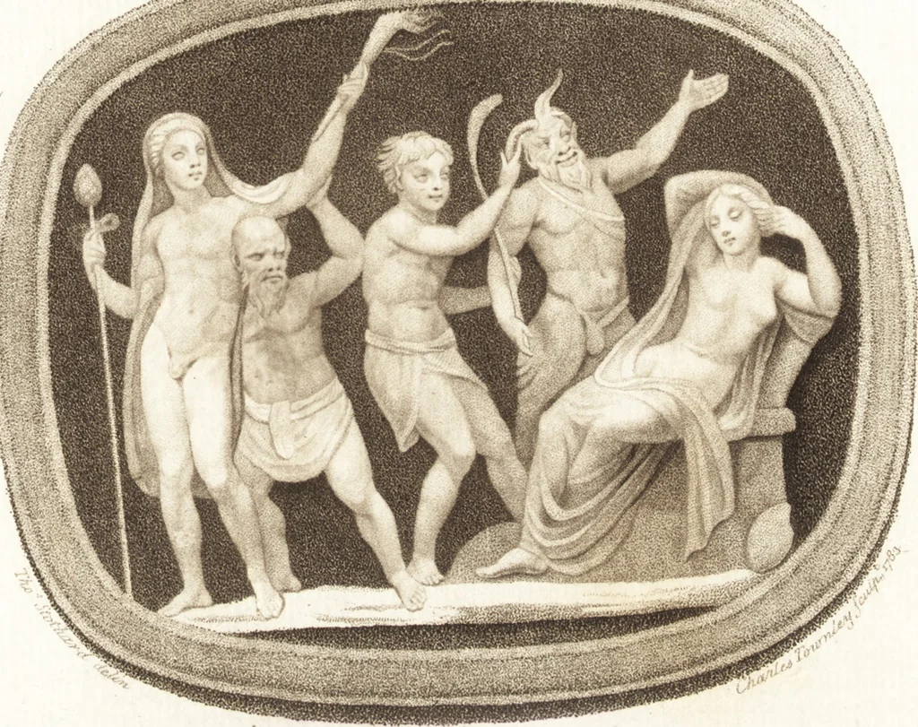 An illustration from Recherches sur l'origine, l'esprit et les progrès des arts de la Grèce : sur leur connexion avec les arts et la religion de plus anciens peuples connus : sur les monumens antiques de l'Inde, de la Perse, du reste de l'Asie, de l'Europe et de l'Égypte, 1785, leaf 582