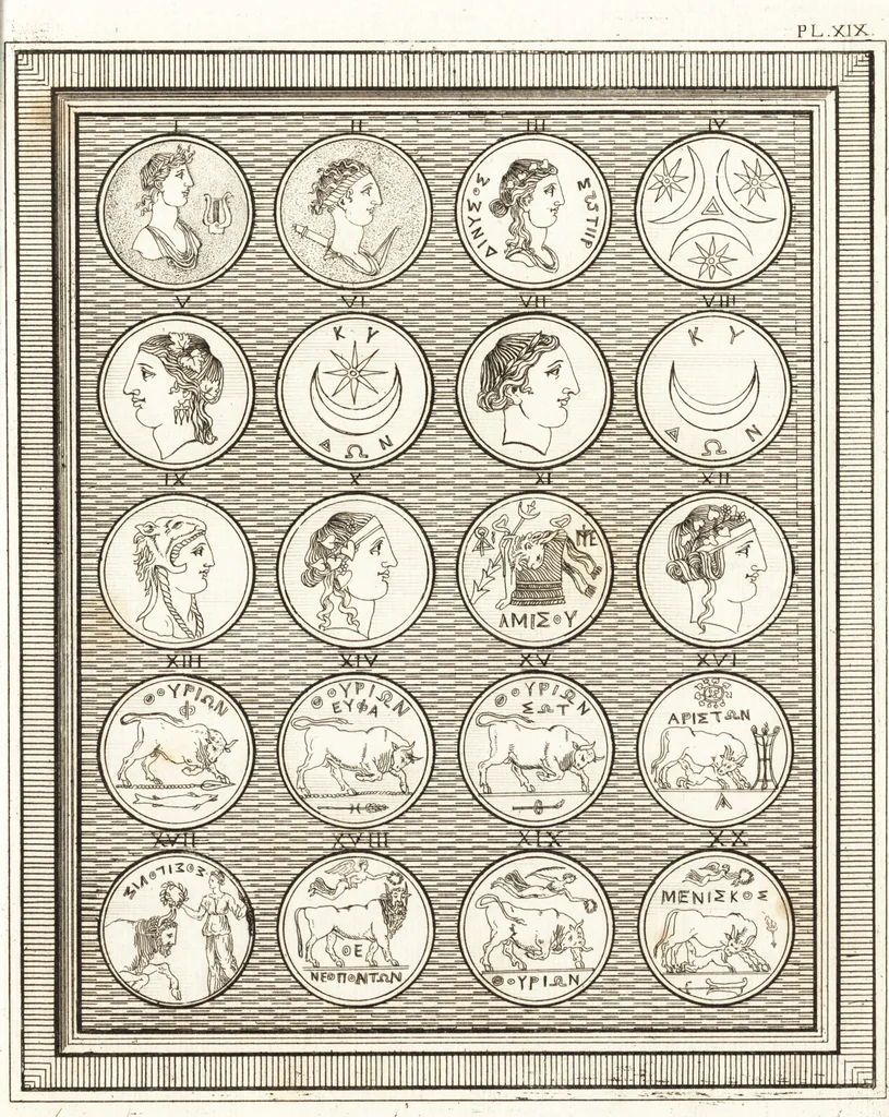 An illustration from Recherches sur l'origine, l'esprit et les progrès des arts de la Grèce : sur leur connexion avec les arts et la religion de plus anciens peuples connus : sur les monumens antiques de l'Inde, de la Perse, du reste de l'Asie, de l'Europe et de l'Égypte, 1785, leaf 584