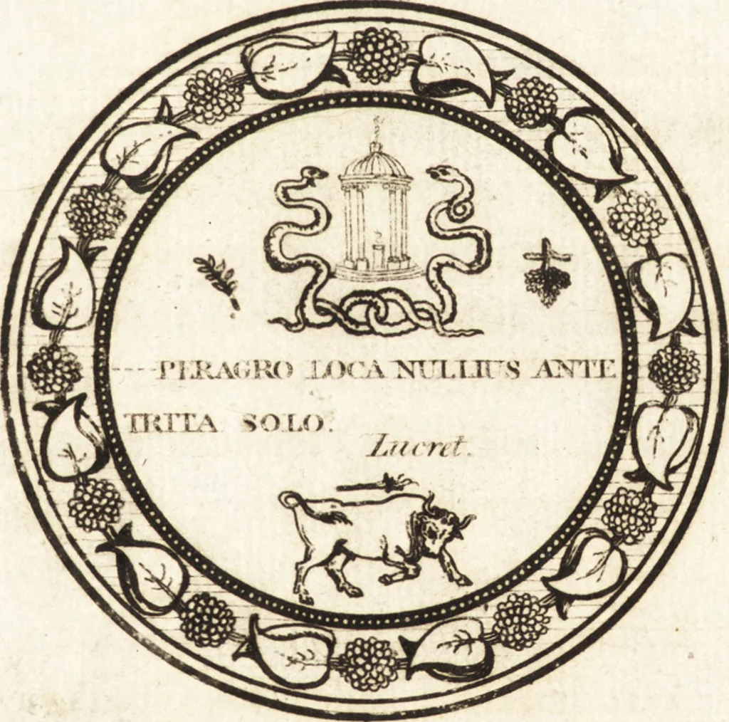 An illustration from Recherches sur l'origine, l'esprit et les progrès des arts de la Grèce : sur leur connexion avec les arts et la religion de plus anciens peuples connus : sur les monumens antiques de l'Inde, de la Perse, du reste de l'Asie, de l'Europe et de l'Égypte, 1785, leaf 6