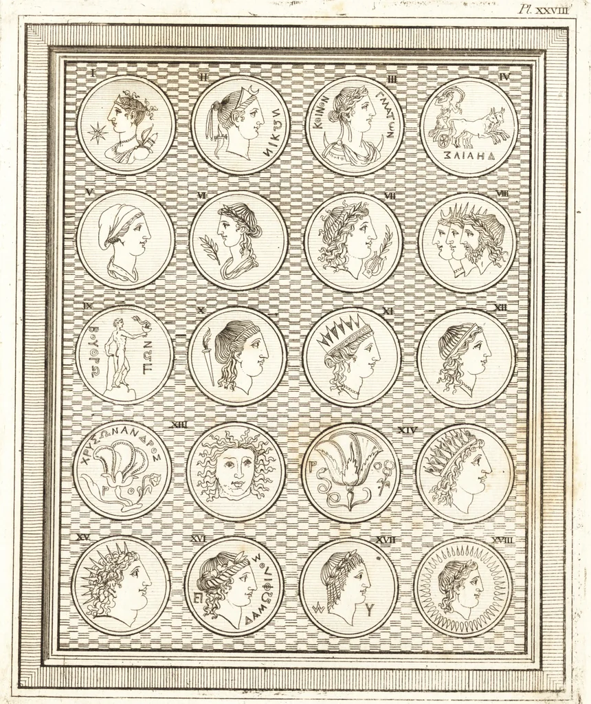 An illustration from Recherches sur l'origine, l'esprit et les progrès des arts de la Grèce : sur leur connexion avec les arts et la religion de plus anciens peuples connus : sur les monumens antiques de l'Inde, de la Perse, du reste de l'Asie, de l'Europe et de l'Égypte, 1785, leaf 604