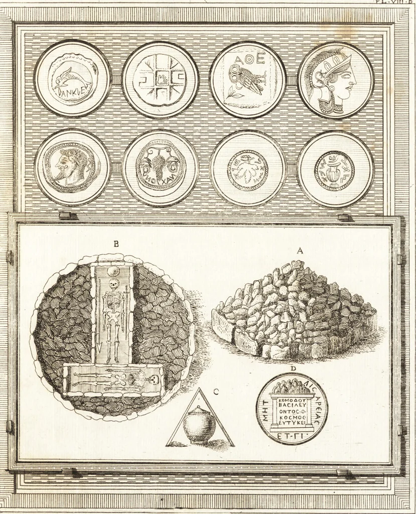 An illustration from Recherches sur l'origine, l'esprit et les progrès des arts de la Grèce : sur leur connexion avec les arts et la religion de plus anciens peuples connus : sur les monumens antiques de l'Inde, de la Perse, du reste de l'Asie, de l'Europe et de l'Égypte, 1785, leaf 504