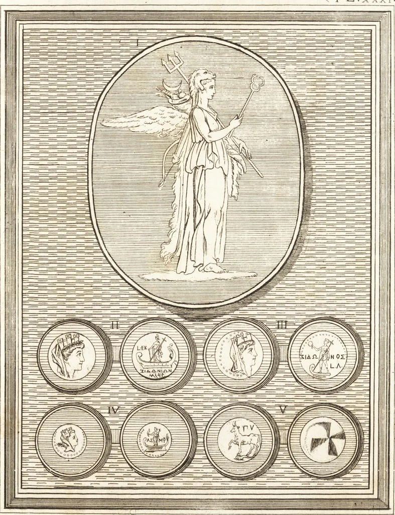 An illustration from Recherches sur l'origine, l'esprit et les progrès des arts de la Grèce : sur leur connexion avec les arts et la religion de plus anciens peuples connus : sur les monumens antiques de l'Inde, de la Perse, du reste de l'Asie, de l'Europe et de l'Égypte, 1785, leaf 552
