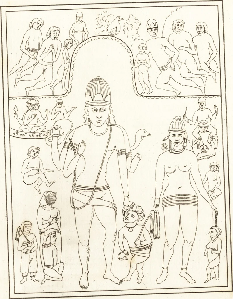 An illustration from Recherches sur l'origine, l'esprit et les progrès des arts de la Grèce : sur leur connexion avec les arts et la religion de plus anciens peuples connus : sur les monumens antiques de l'Inde, de la Perse, du reste de l'Asie, de l'Europe et de l'Égypte, 1785, leaf 222