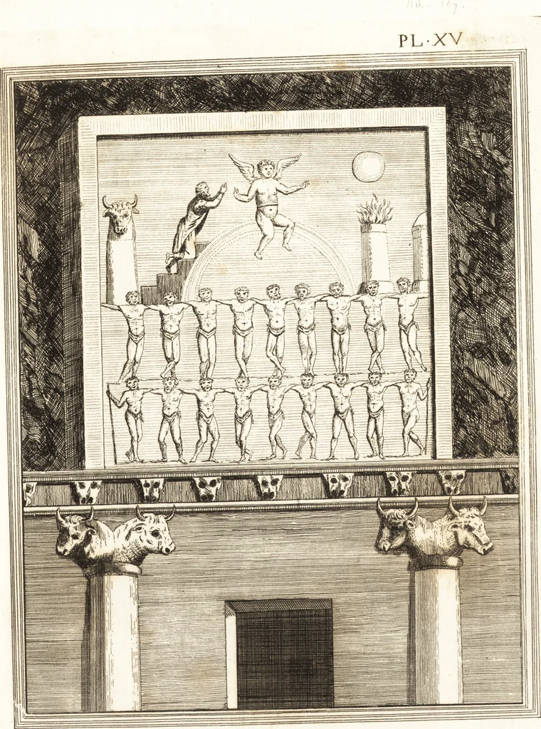 An illustration from Recherches sur l'origine, l'esprit et les progrès des arts de la Grèce : sur leur connexion avec les arts et la religion de plus anciens peuples connus : sur les monumens antiques de l'Inde, de la Perse, du reste de l'Asie, de l'Europe et de l'Égypte, 1785, leaf 228