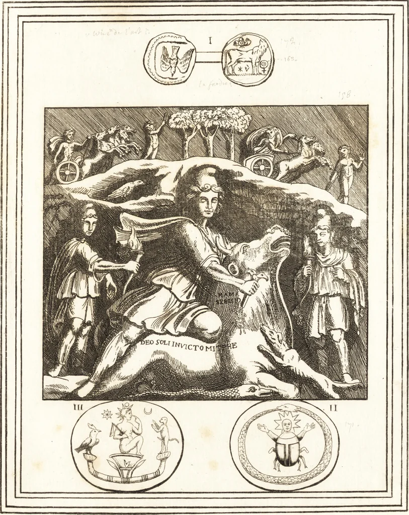 An illustration from Recherches sur l'origine, l'esprit et les progrès des arts de la Grèce : sur leur connexion avec les arts et la religion de plus anciens peuples connus : sur les monumens antiques de l'Inde, de la Perse, du reste de l'Asie, de l'Europe et de l'Égypte, 1785, leaf 242
